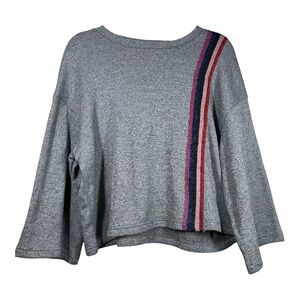 MODCLOTH Gray Sweater with Colorful Stripes Medium